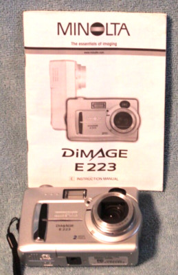 Minolta Dimage E223 2 Mega Pixel Camera Parts Only w/ Instruction Manual