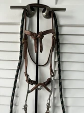 Futurity Knot Double Stitched Western Horse Bridle W/ Port Copper Bit