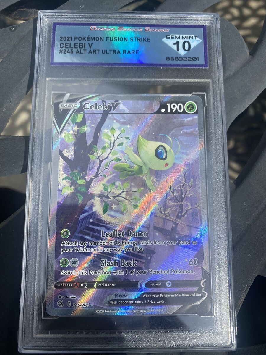 💎DSG 10 GEM MINT 2021 Pokemon Fusion Strike CELEBI V #245 💎DSG 10 GEM MINT 2021 Pokemon Fusion Strike CELEBI V #245