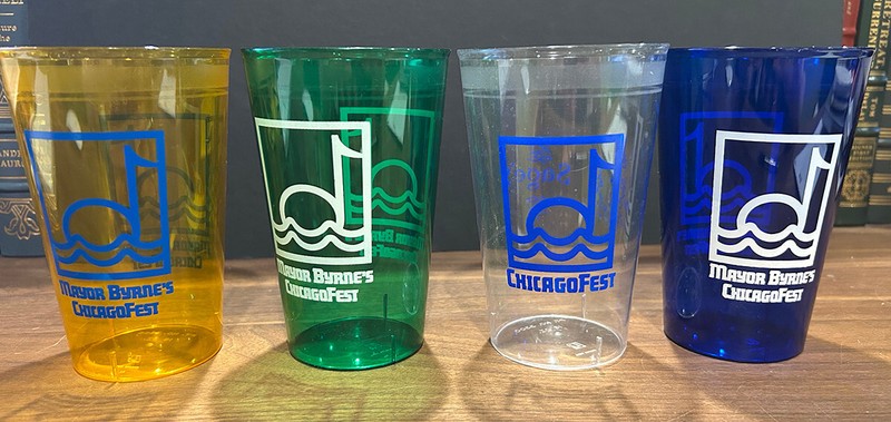 Set of 4 Vintage MAYOR BYRNE'S CHICAGOFEST Plastic Cups CHICAGO FESTIVAL HISTORY