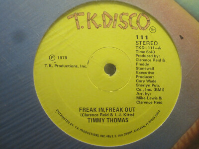 TIMMY THOMAS FREAK IN, FREAK OUT 12'' ORIG '78 T.K. DISCO FUNK GEM VG/VG+ SHRINK!