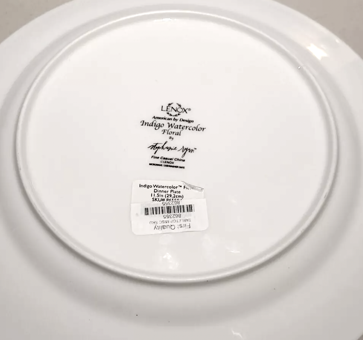 LENOX INDIGO BLUE WATERCOLOR FLORAL DINNER PLATE PORCELAIN 11 1/2