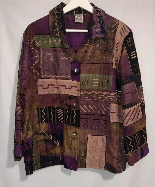 Parsley & Sage Purple Multicolor Artsy Dress Jacket XL 100 Silk eBay
