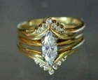 2Ct Marquise Shape Simulated Diamond Engagement Ring 14K Yellow Gold Plated