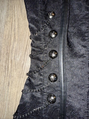 Corset Boned Steampunk Brocade Gothic Vamp Size Small Lace Up Metal Chains New - Picture 3 of 4