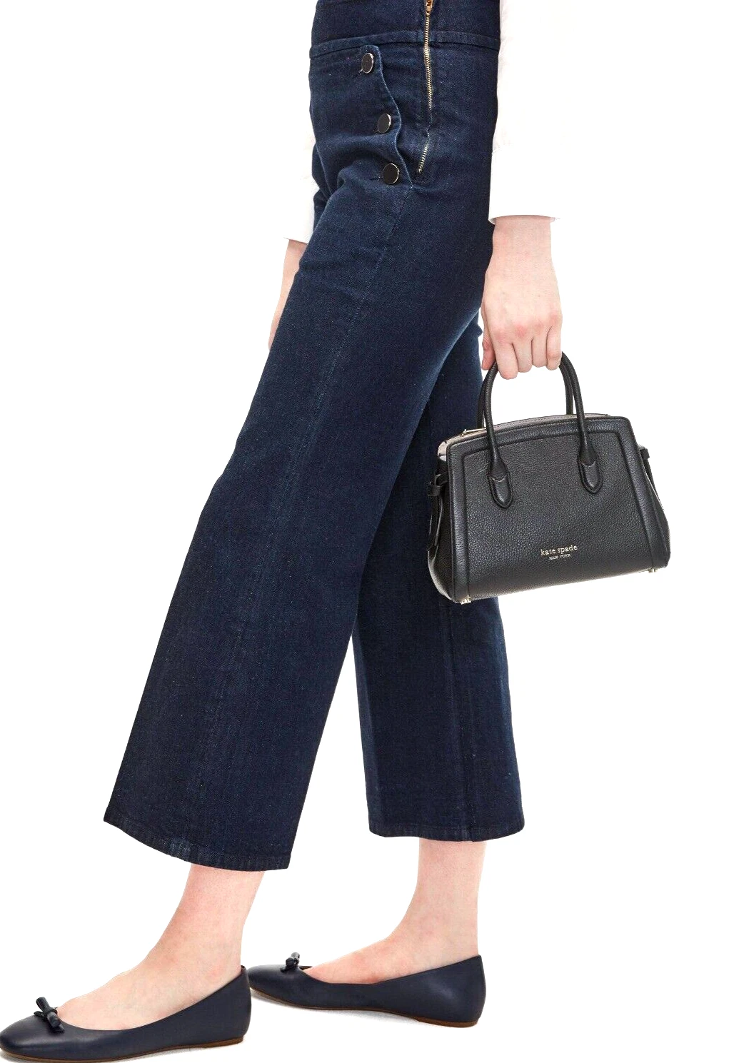 Nuova Borsa Kate Spade Knott in pelle di ciottoli nera