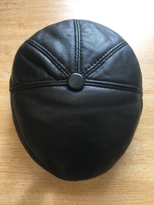 ECHTLEDER 100% ECHT HERREN FLATCAP 5 PANEL GEPOLSTERTE OHRENKLAPPE QUALITÄT M-2XL