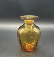 VTG Rare 5” Blenko Hand Blown Dimple Glass Vase or Decanter No Stopper Glows