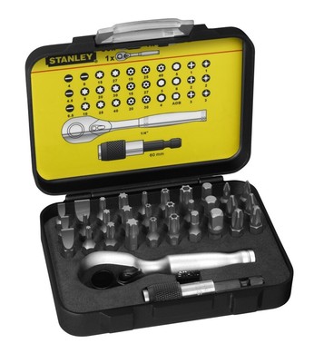 Stanley Bit-Satz mit Mini-Umschaltknarre 14 Zoll 25 mm 32-teilig 1-13-904