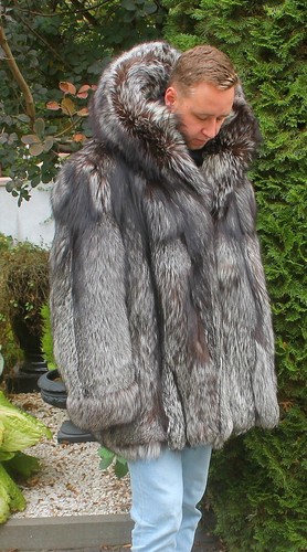 Men's Pelzmantel Echtpelz Pelz Mantel 100% Ranch American Silver Fox 3XL/ 4XL - Bild 13 von 17