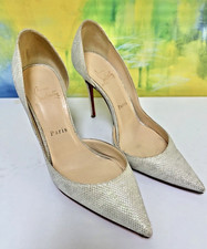  945 Rare2Find CHRISTIAN LOUBOUTIN IRIZA 100 Silver Glittex Lam  Sirene Heels 6