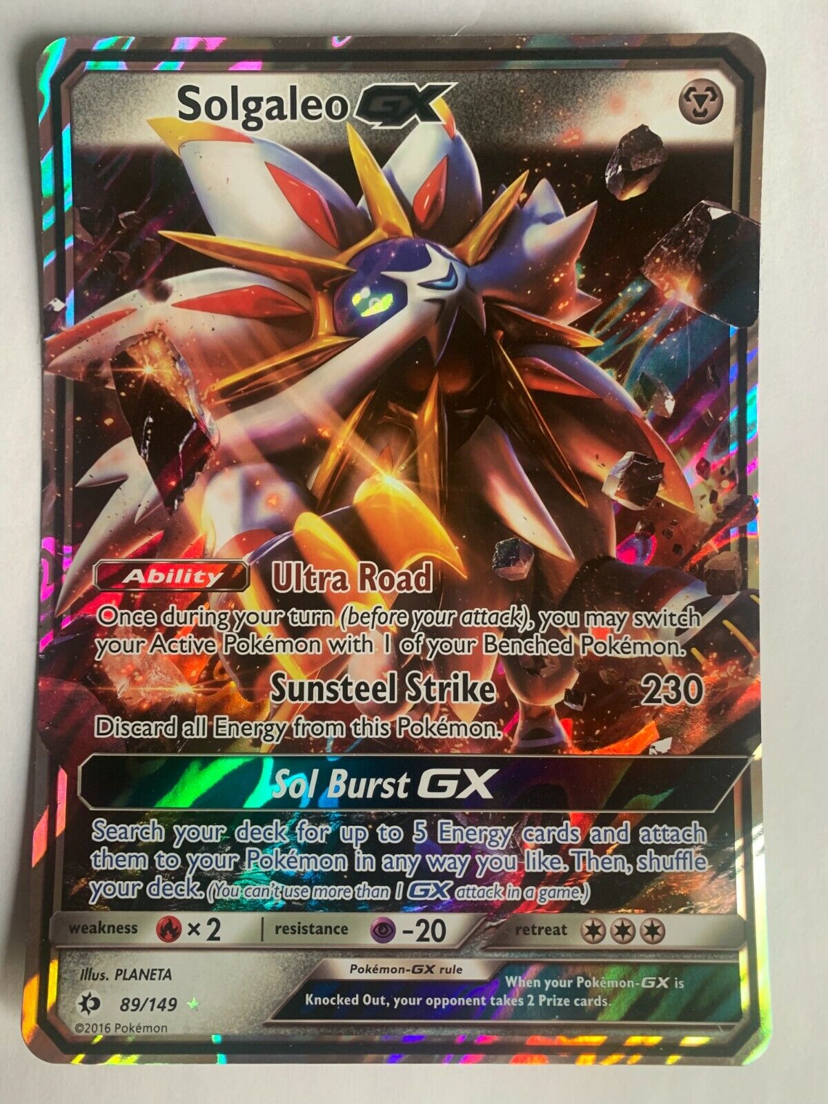 Carta Pokémon Lendário Solgaleo Gx Jumbo Extra Grande