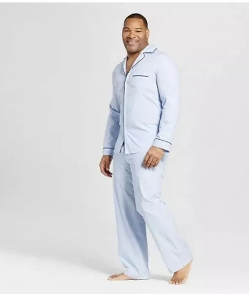 Merona Big Tall Men Blue 2 Piece 5XL Pajama Set Top Pants 5XB