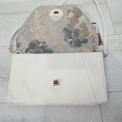  Elliott Lucca White Bag leather fabric purse tote satchel - Picture 7 of 8