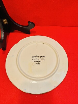 Ceramicas Sevilla Spain Moorish Ceramic Plate 24K Trim Esmaltado a