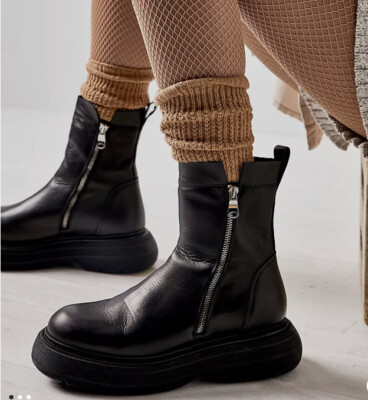 Nice edgy shoes Wowcloth Mid-Calf Boots for Women – Chunky Heel Lace-Up  main image 4