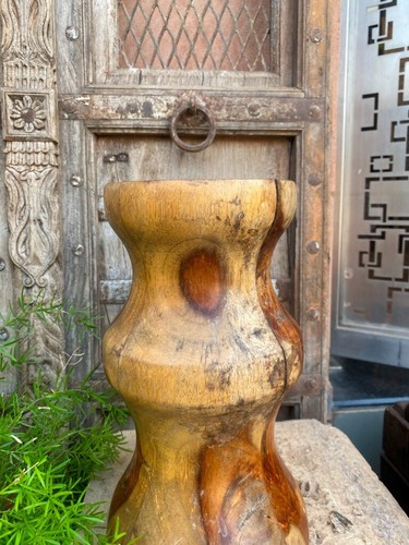 Antique Old Wooden Handcrafted Planter Vase Base Stand - Picture 4 of 11