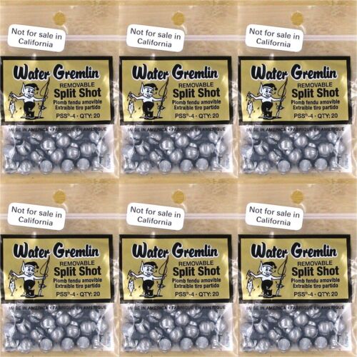 (6) Packs Water Gremlin New Removable Split Shot Sinkers PSS-4 Brand New