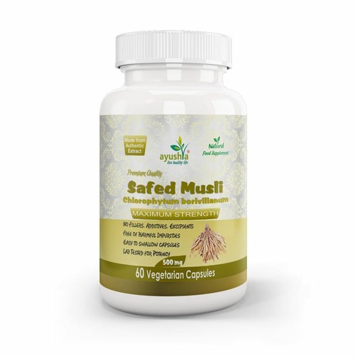 Safed Musli Capsule 500mg Extract Vegan Capsule - Picture 1 of 15