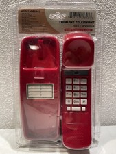 Red Corded Trimline Slimline Phone Desk Wall w/ 25ft Long Red GE5303 2500RD S2