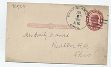 1913 East Claridon Ohio 4-bar handtamp on postal card [5814.172]
