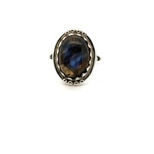 Sterling Silver Labradorite Ring Size 8 -Stone 12 x16mm