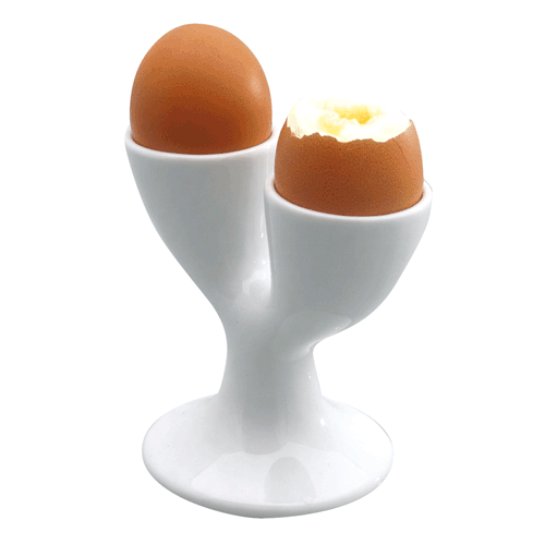 NEW - White Porcelain Double Egg Cup - Perfect for Two Boiled Eggs - Picture 1 of 1
