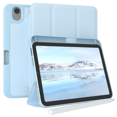 Für Apple iPad Mini 6 2021 Smartcase mit Touchpen Halterung Tablet Case Hellblau