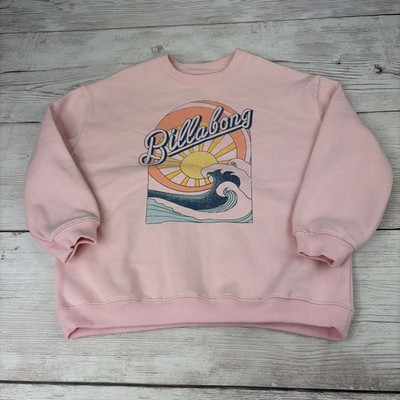 Billabong Waves Fleece Girl's XS Pink Pullover Casual 3/4 Sleeve Free Shipping