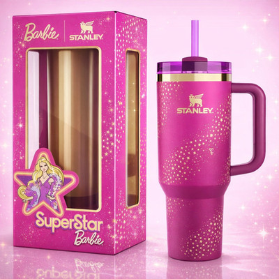 Barbie x Stanley 40oz Tumbler Pink Star Limited Edition Handle Cup