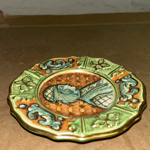 Gialletti Pimpinelli Deruta Hand-Painted Victorian Man Portrait Decorative Dish - Picture 3 of 10