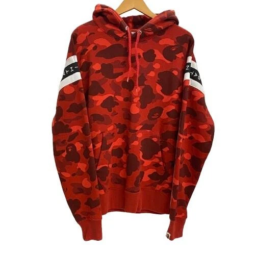 A BATHING APE (BAPE) Felpa con cappuccio pullover A BATHING APE cotone rosso L usata