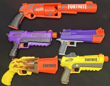 Nerf FORTNITE War Gun LOT of 5 Sniper Revolver Blaster Dart Pistols Works Tested