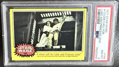 1977 Topps Star Wars #166 A close call for Luke and Princess Leia! — PSA 8