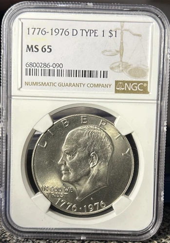 1776-1976 D Type 1 Eisenhower Dollar $1 - NGC GRADED MS65