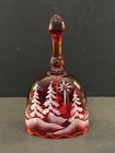 FENTON ART GLASS OVAL SHAPED BELL & CLAPPER RUBY RED STAR BRIGHT
