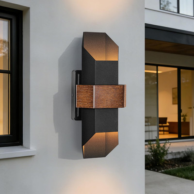 13.8 Inch LED Up Down Outdoor Wall Lights, 2 Pack Modern Exterior Lighting Fixtu