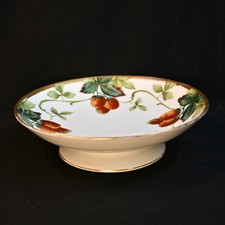Limoges B&H Compote w/Pedestal Hand Painted Red Strawberries w/Gold 1890's-1910