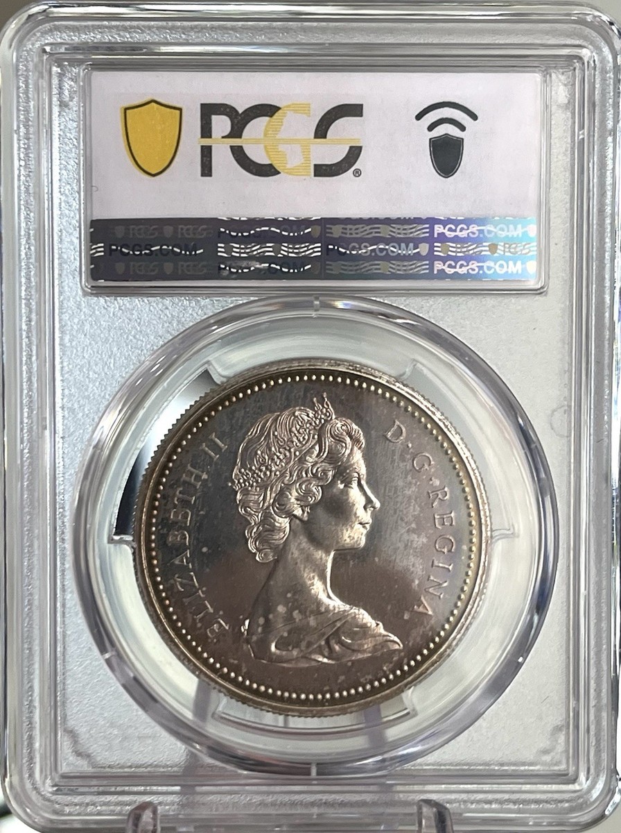 1971 Canada Silver Dollar BC PCGS SP67 Rainbow Toning British
