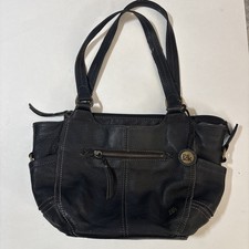 The Sak Black Pebbled Leather Hobo Shoulder Bag With Brass Hardware