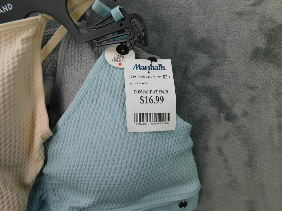 Sujetador Lucky Brand Mujer Medio Neutro Azul Gris Paquete de 3 Sin Costuras Comodidad Inalámbrico Foto 2 de 4