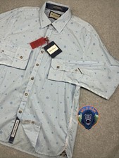 Robert Graham NWT XL Tailored Fit Button Up Shirt Blue Stripe Floral NEW