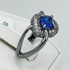 Bomb Party RG51769 ‘Now You See Me’ LC Swiss Blue Topaz Hematite Plating Sz 7 — photo 1