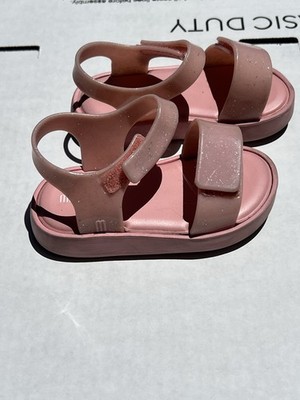 Mini Melissa Jump Toddler Girls Pink Glitter Jelly Sandals Hook Loop Sold Out