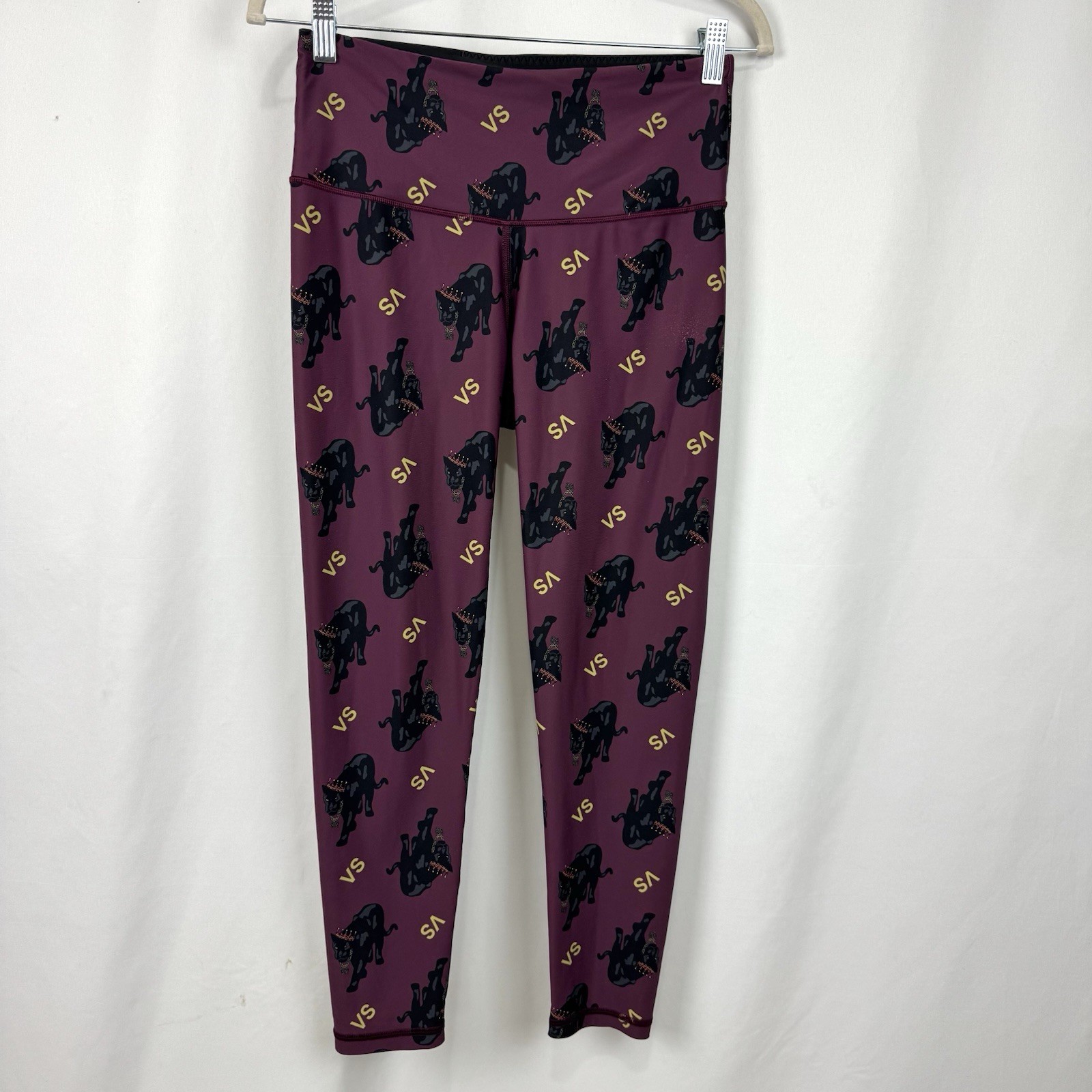 Victorias Secret Womens Black Panther Leggings Purple 7/8 Tight High Rise Sz M