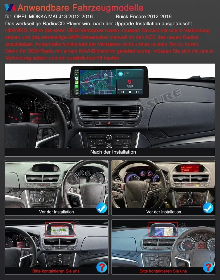 12.3" 2K 4G+64G Android 14 Apple CarPlay Autoradio GPS Für Opel Mokka 2012-2016 - Bild 2 von 4