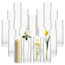 20 Pack Small 5.9" Tall x 1.8" Diameter Clear Glass Cylinder Vases -...