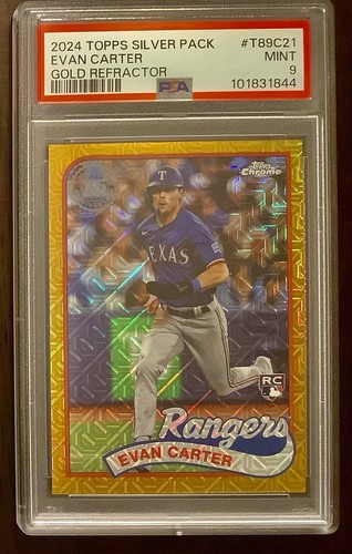 2024 Topps Silver Pack Evan Carter Rookie RC GOLD Refractor /50 PSA 9 MINT