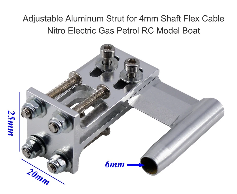 Adjustable Alloy Strut for 4mm Shaft Cable Flex Cable Nitro Electric Gas RC Boat - Image 3 of 4