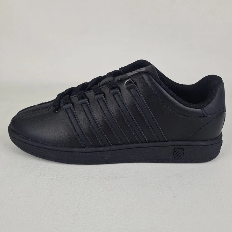 🚨 Zapatos Deportivos K-Swiss Clásicos Universitarios 83343001 Cuero Negro Talla 6.5 Y Foto 2 de 4